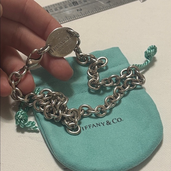 Please Return to Tiffany&Co. Choker 925 Sterling Silver 15’ Necklace W/ Pouch - Picture 12 of 17